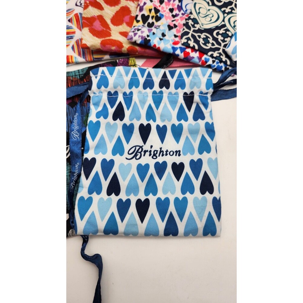 Lot Of 9 Brighton Cloth Fabric Jewelry Storage Bags #1 Hearts Drawstring Pouch - Picture 4 of 9